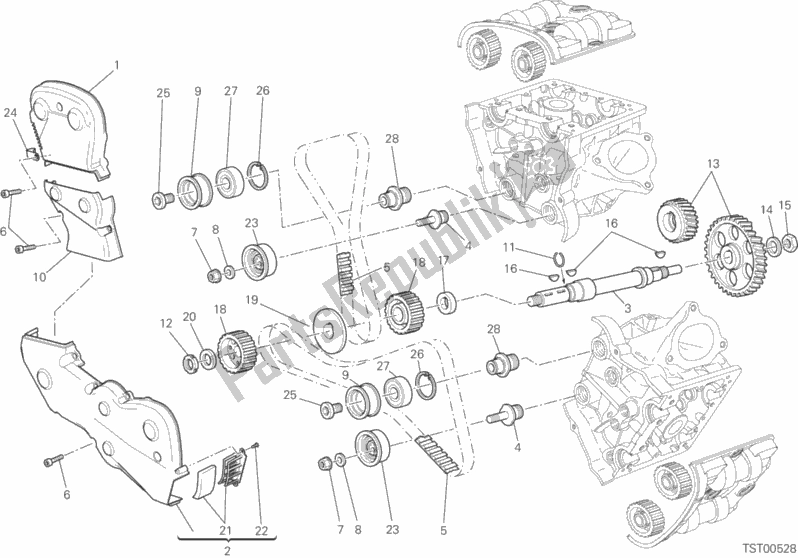 All parts for the Distribuzione of the Ducati Hypermotard Hyperstrada Brasil 821 2016